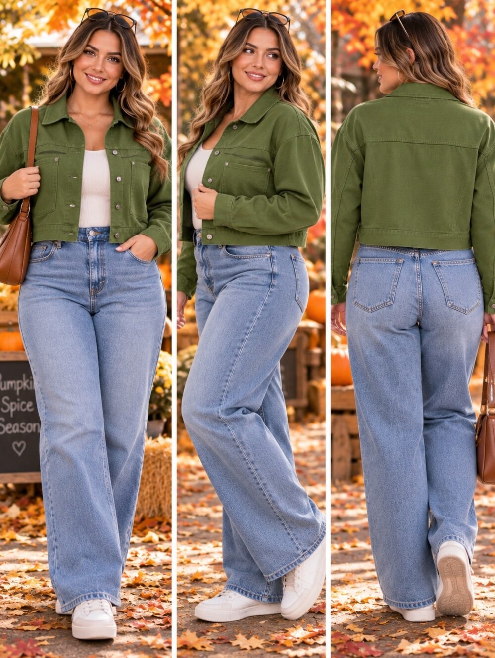 NWT Vans Raynes Crop Trucker Jacket Women’s Large Green Cotton Utility Y2K Chic
